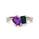 1 - Zahara 9x6 mm Pear Amethyst and 7x5 mm Emerald Cut London Blue Topaz 2 Stone Duo Ring 