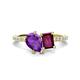 1 - Zahara 9x6 mm Pear Amethyst and 7x5 mm Emerald Cut Rhodolite Garnet 2 Stone Duo Ring 