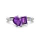 1 - Zahara 9x6 mm Pear and 7x5 mm Emerald Cut Amethyst 2 Stone Duo Ring 