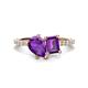 1 - Zahara 9x6 mm Pear and 7x5 mm Emerald Cut Amethyst 2 Stone Duo Ring 