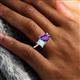 3 - Zahara 9x6 mm Pear Amethyst and 7x5 mm Emerald Cut Aquamarine 2 Stone Duo Ring 