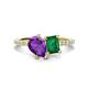 1 - Zahara 9x6 mm Pear Amethyst and 7x5 mm Emerald Cut Lab Created Emerald 2 Stone Duo Ring 