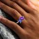 3 - Zahara 9x6 mm Pear Amethyst and 7x5 mm Emerald Cut Iolite 2 Stone Duo Ring 