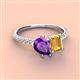 4 - Zahara 9x6 mm Pear Amethyst and 7x5 mm Emerald Cut Citrine 2 Stone Duo Ring 