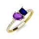 5 - Zahara 9x6 mm Pear Amethyst and 7x5 mm Emerald Cut Lab Created Blue Sapphire 2 Stone Duo Ring 