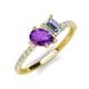 5 - Zahara 9x6 mm Pear Amethyst and IGI Certified 7x5 mm Emerald Cut Lab Grown Diamond 2 Stone Duo Ring 