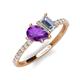 5 - Zahara 9x6 mm Pear Amethyst and IGI Certified 7x5 mm Emerald Cut Lab Grown Diamond 2 Stone Duo Ring 