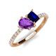 5 - Zahara 9x6 mm Pear Amethyst and 7x5 mm Emerald Cut Lab Created Blue Sapphire 2 Stone Duo Ring 