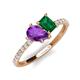5 - Zahara 9x6 mm Pear Amethyst and 7x5 mm Emerald Cut Lab Created Emerald 2 Stone Duo Ring 