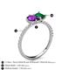 6 - Zahara 9x6 mm Pear Amethyst and 7x5 mm Emerald Cut Lab Created Emerald 2 Stone Duo Ring 