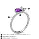 6 - Zahara 9x6 mm Pear Amethyst and 7x5 mm Emerald Cut Forever Brilliant Moissanite 2 Stone Duo Ring 
