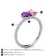 6 - Zahara 9x6 mm Pear Amethyst and 7x5 mm Emerald Cut Lab Created Pink Sapphire 2 Stone Duo Ring 