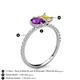 6 - Zahara 9x6 mm Pear Amethyst and 7x5 mm Emerald Cut Lab Created Yellow Sapphire 2 Stone Duo Ring 