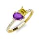 5 - Zahara 9x6 mm Pear Amethyst and 7x5 mm Emerald Cut Lab Created Yellow Sapphire 2 Stone Duo Ring 