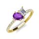 5 - Zahara 9x6 mm Pear Amethyst and 7x5 mm Emerald Cut White Sapphire 2 Stone Duo Ring 