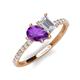 5 - Zahara 9x6 mm Pear Amethyst and 7x5 mm Emerald Cut White Sapphire 2 Stone Duo Ring 