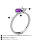 6 - Zahara 9x6 mm Pear Amethyst and 7x5 mm Emerald Cut White Sapphire 2 Stone Duo Ring 