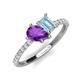 5 - Zahara 9x6 mm Pear Amethyst and 7x5 mm Emerald Cut Aquamarine 2 Stone Duo Ring 
