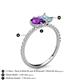 6 - Zahara 9x6 mm Pear Amethyst and 7x5 mm Emerald Cut Aquamarine 2 Stone Duo Ring 