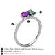 6 - Zahara 9x6 mm Pear Amethyst and 7x5 mm Emerald Cut Lab Created Alexandrite 2 Stone Duo Ring 