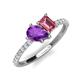 5 - Zahara 9x6 mm Pear Amethyst and 7x5 mm Emerald Cut Pink Tourmaline 2 Stone Duo Ring 