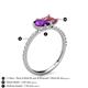 6 - Zahara 9x6 mm Pear Amethyst and 7x5 mm Emerald Cut Pink Tourmaline 2 Stone Duo Ring 