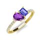 5 - Zahara 9x6 mm Pear Amethyst and 7x5 mm Emerald Cut Tanzanite 2 Stone Duo Ring 