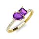 5 - Zahara 9x6 mm Pear and 7x5 mm Emerald Cut Amethyst 2 Stone Duo Ring 