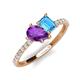 5 - Zahara 9x6 mm Pear Amethyst and 7x5 mm Emerald Cut Blue Topaz 2 Stone Duo Ring 