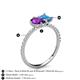 6 - Zahara 9x6 mm Pear Amethyst and 7x5 mm Emerald Cut Blue Topaz 2 Stone Duo Ring 