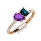 5 - Zahara 9x6 mm Pear Amethyst and 7x5 mm Emerald Cut London Blue Topaz 2 Stone Duo Ring 