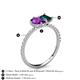 6 - Zahara 9x6 mm Pear Amethyst and 7x5 mm Emerald Cut London Blue Topaz 2 Stone Duo Ring 