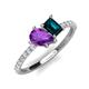 5 - Zahara 9x6 mm Pear Amethyst and 7x5 mm Emerald Cut London Blue Topaz 2 Stone Duo Ring 