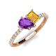 5 - Zahara 9x6 mm Pear Amethyst and 7x5 mm Emerald Cut Citrine 2 Stone Duo Ring 