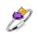 5 - Zahara 9x6 mm Pear Amethyst and 7x5 mm Emerald Cut Citrine 2 Stone Duo Ring 