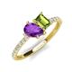 5 - Zahara 9x6 mm Pear Amethyst and 7x5 mm Emerald Cut Peridot 2 Stone Duo Ring 