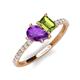 5 - Zahara 9x6 mm Pear Amethyst and 7x5 mm Emerald Cut Peridot 2 Stone Duo Ring 