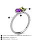 6 - Zahara 9x6 mm Pear Amethyst and 7x5 mm Emerald Cut Peridot 2 Stone Duo Ring 