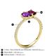 6 - Zahara 9x6 mm Pear Amethyst and 7x5 mm Emerald Cut Rhodolite Garnet 2 Stone Duo Ring 