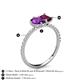 6 - Zahara 9x6 mm Pear Amethyst and 7x5 mm Emerald Cut Rhodolite Garnet 2 Stone Duo Ring 