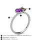 6 - Zahara 9x6 mm Pear Amethyst and 7x5 mm Emerald Cut Smoky Quartz 2 Stone Duo Ring 