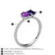 6 - Zahara 9x6 mm Pear Amethyst and 7x5 mm Emerald Cut Lab Created Blue Sapphire 2 Stone Duo Ring 