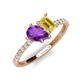 5 - Zahara 9x6 mm Pear Amethyst and 7x5 mm Emerald Cut Lab Created Yellow Sapphire 2 Stone Duo Ring 
