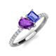 5 - Zahara 9x6 mm Pear Amethyst and 7x5 mm Emerald Cut Tanzanite 2 Stone Duo Ring 