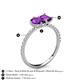 6 - Zahara 9x6 mm Pear and 7x5 mm Emerald Cut Amethyst 2 Stone Duo Ring 