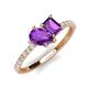 5 - Zahara 9x6 mm Pear and 7x5 mm Emerald Cut Amethyst 2 Stone Duo Ring 