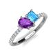 5 - Zahara 9x6 mm Pear Amethyst and 7x5 mm Emerald Cut Blue Topaz 2 Stone Duo Ring 