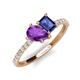 5 - Zahara 9x6 mm Pear Amethyst and 7x5 mm Emerald Cut Iolite 2 Stone Duo Ring 