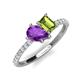 5 - Zahara 9x6 mm Pear Amethyst and 7x5 mm Emerald Cut Peridot 2 Stone Duo Ring 