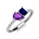 5 - Zahara 9x6 mm Pear Amethyst and 7x5 mm Emerald Cut Lab Created Blue Sapphire 2 Stone Duo Ring 